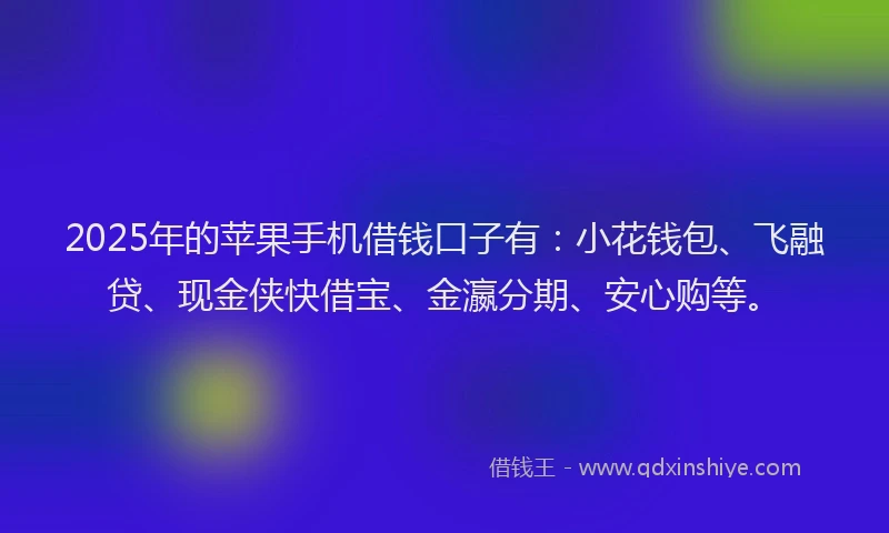 2025年的苹果手机借钱口子有：小花钱包、飞融贷、现金侠快借宝、金瀛分期、安心购等。