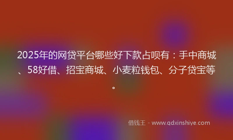 2025年的网贷平台哪些好下款占呗有：手中商城、58好借、招宝商城、小麦粒钱包、分子贷宝等。