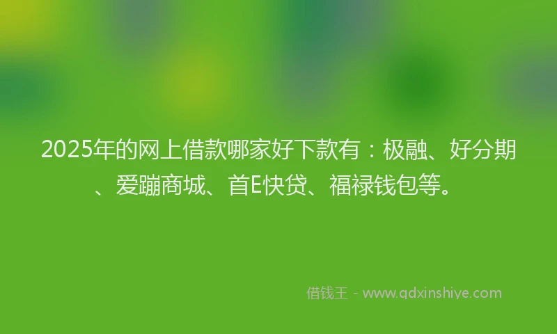 2025年的网上借款哪家好下款有：极融、好分期、爱蹦商城、首E快贷、福禄钱包等。
