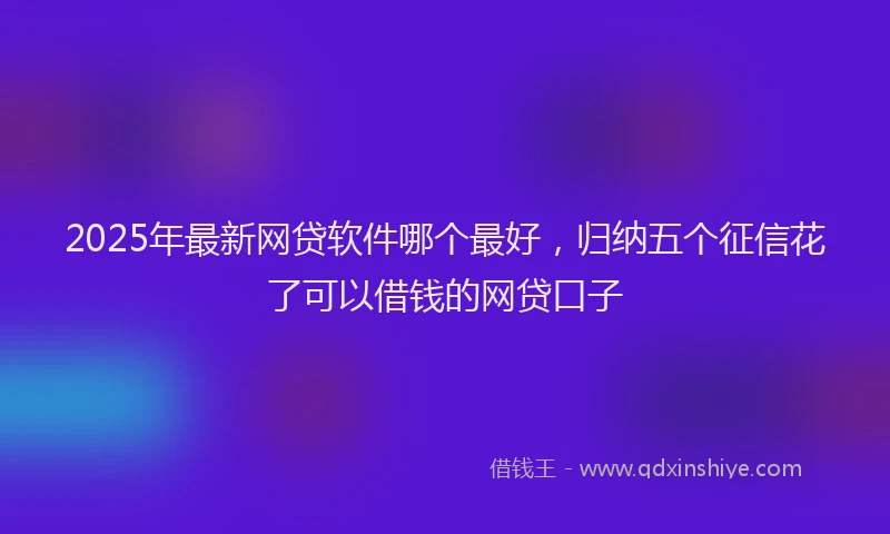 2025年最新网贷软件哪个最好，归纳五个征信花了可以借钱的网贷口子