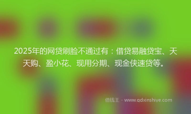 2025年的网贷刷脸不通过有：借贷易融贷宝、天天购、盈小花、现用分期、现金侠速贷等。