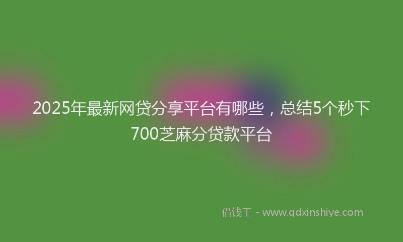 2025年最新网贷分享平台有哪些，总结5个秒下700芝麻分贷款平台