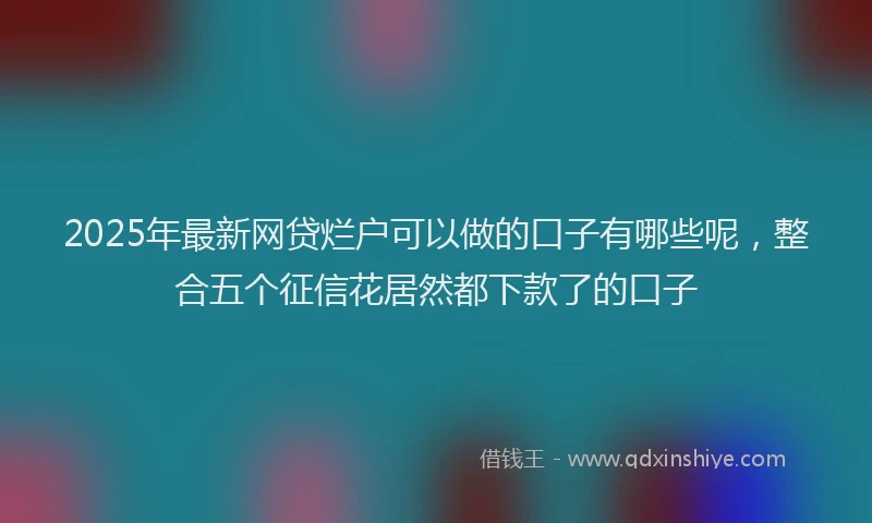 2025年最新网贷烂户可以做的口子有哪些呢，整合五个征信花居然都下款了的口子