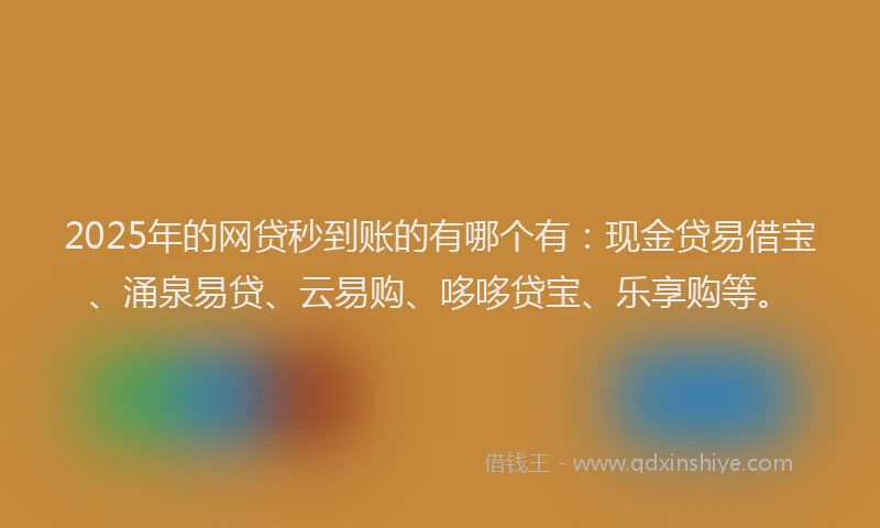 2025年的网贷秒到账的有哪个有：现金贷易借宝、涌泉易贷、云易购、哆哆贷宝、乐享购等。