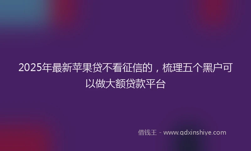 2025年最新苹果贷不看征信的，梳理五个黑户可以做大额贷款平台