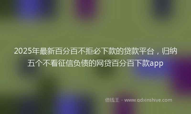 2025年最新百分百不拒必下款的贷款平台，归纳五个不看征信负债的网贷百分百下款app