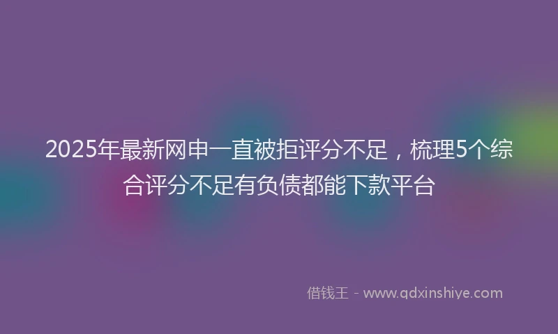 2025年最新网申一直被拒评分不足，梳理5个综合评分不足有负债都能下款平台