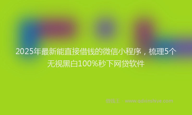 2025年最新能直接借钱的微信小程序，梳理5个无视黑白100%秒下网贷软件