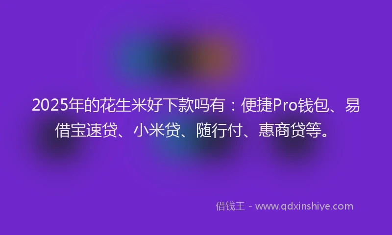 2025年的花生米好下款吗有：便捷Pro钱包、易借宝速贷、小米贷、随行付、惠商贷等。