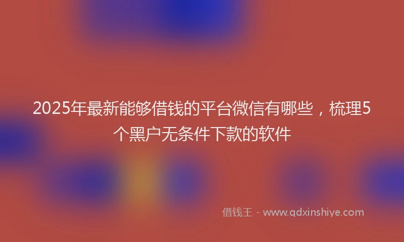 2025年最新能够借钱的平台微信有哪些，梳理5个黑户无条件下款的软件