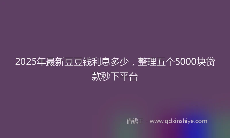 2025年最新豆豆钱利息多少，整理五个5000块贷款秒下平台