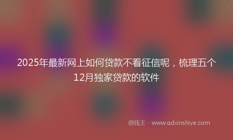 2025年最新网上如何贷款不看征信呢，梳理五个12月独家贷款的软件