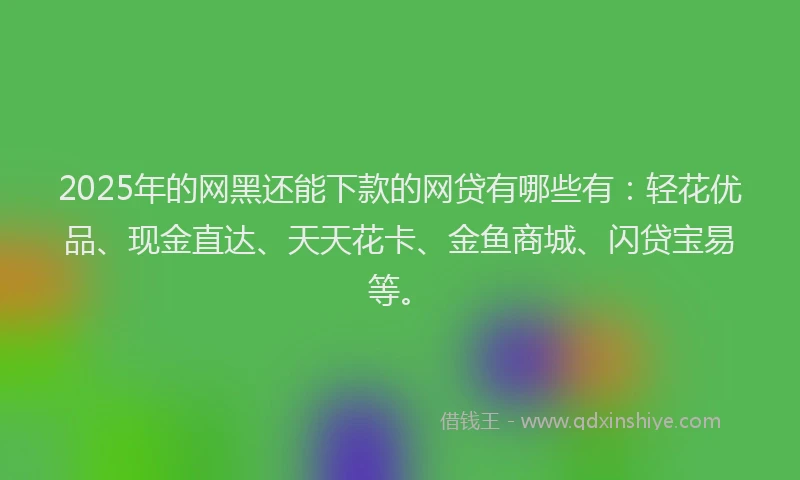 2025年的网黑还能下款的网贷有哪些有：轻花优品、现金直达、天天花卡、金鱼商城、闪贷宝易等。