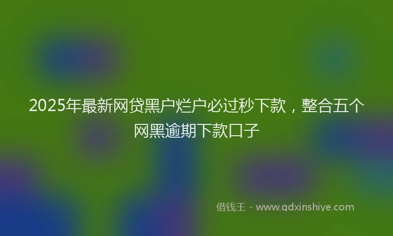 2025年最新网贷黑户烂户必过秒下款，整合五个网黑逾期下款口子