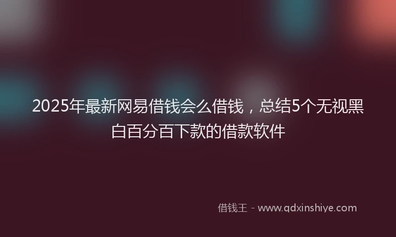 2025年最新网易借钱会么借钱，总结5个无视黑白百分百下款的借款软件