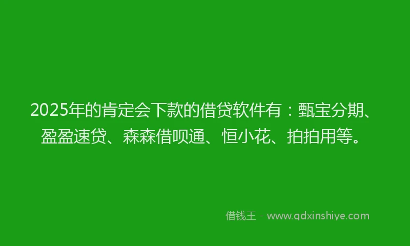 2025年的肯定会下款的借贷软件有：甄宝分期、盈盈速贷、森森借呗通、恒小花、拍拍用等。
