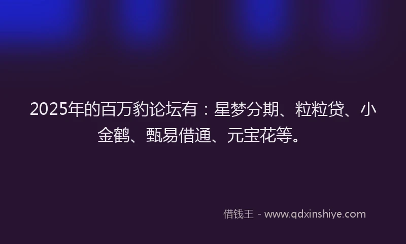 2025年的百万豹论坛有：星梦分期、粒粒贷、小金鹤、甄易借通、元宝花等。