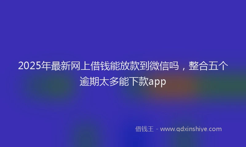 2025年最新网上借钱能放款到微信吗，整合五个逾期太多能下款app