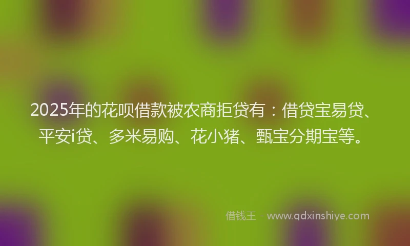 2025年的花呗借款被农商拒贷有：借贷宝易贷、平安i贷、多米易购、花小猪、甄宝分期宝等。