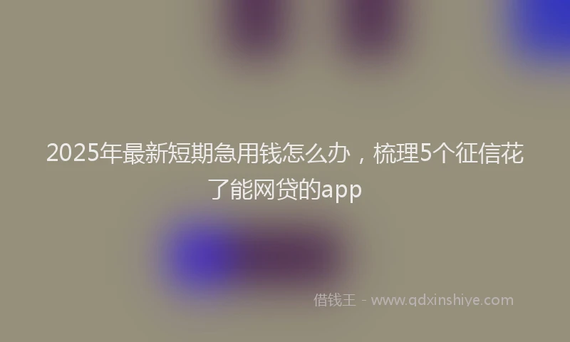 2025年最新短期急用钱怎么办，梳理5个征信花了能网贷的app