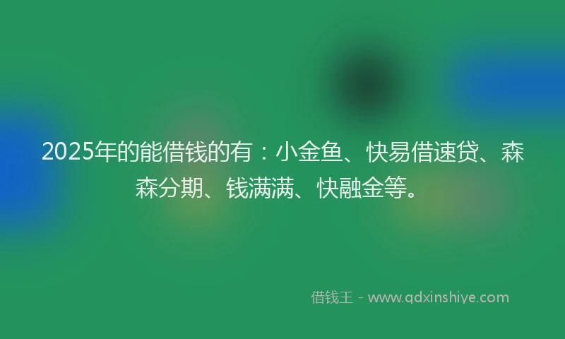 2025年的能借钱的有：小金鱼、快易借速贷、森森分期、钱满满、快融金等。