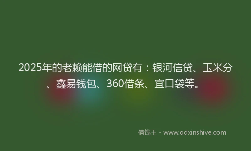 2025年的老赖能借的网贷有：银河信贷、玉米分、鑫易钱包、360借条、宜口袋等。
