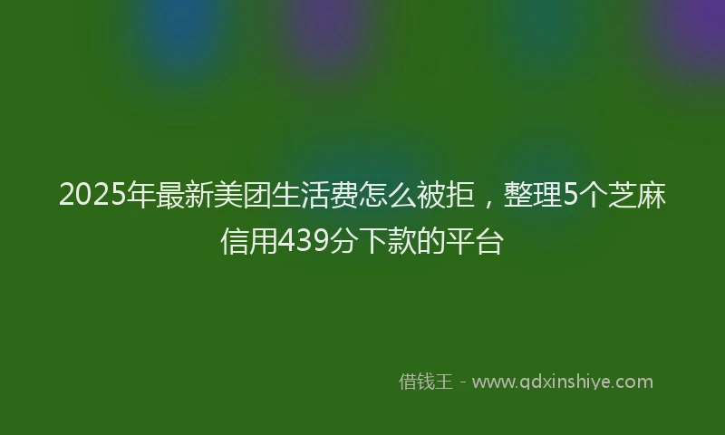 2025年最新美团生活费怎么被拒，整理5个芝麻信用439分下款的平台