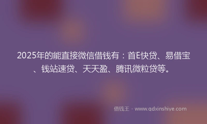 2025年的能直接微信借钱有：首E快贷、易借宝、钱站速贷、天天盈、腾讯微粒贷等。