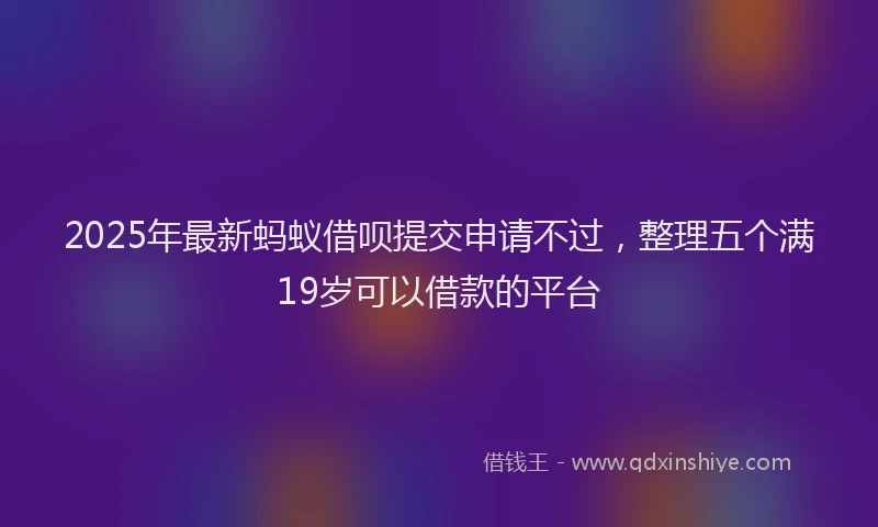 2025年最新蚂蚁借呗提交申请不过，整理五个满19岁可以借款的平台