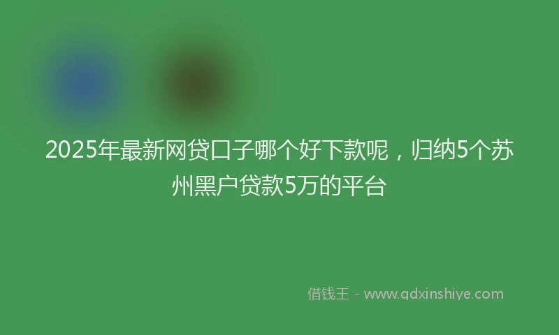 2025年最新网贷口子哪个好下款呢，归纳5个苏州黑户贷款5万的平台