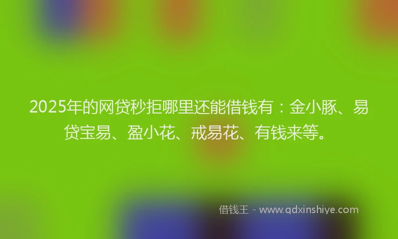 2025年的网贷秒拒哪里还能借钱有：金小豚、易贷宝易、盈小花、戒易花、有钱来等。