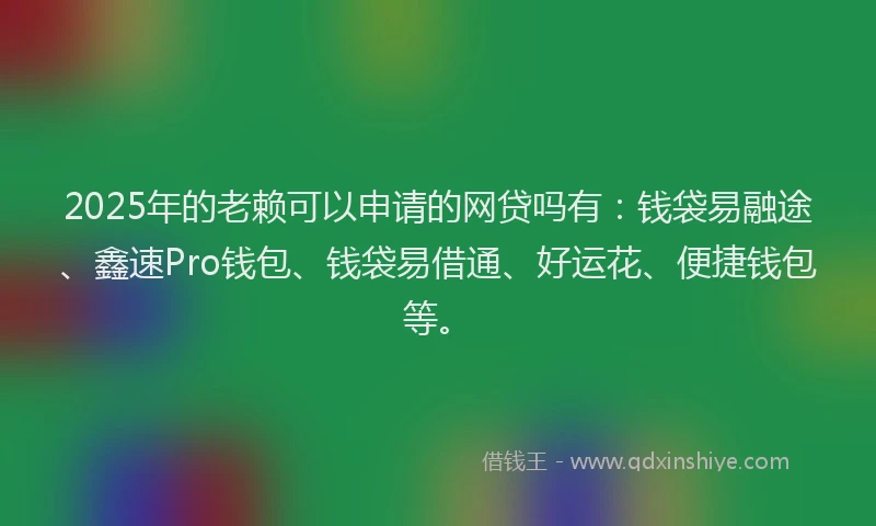 2025年的老赖可以申请的网贷吗有：钱袋易融途、鑫速Pro钱包、钱袋易借通、好运花、便捷钱包等。