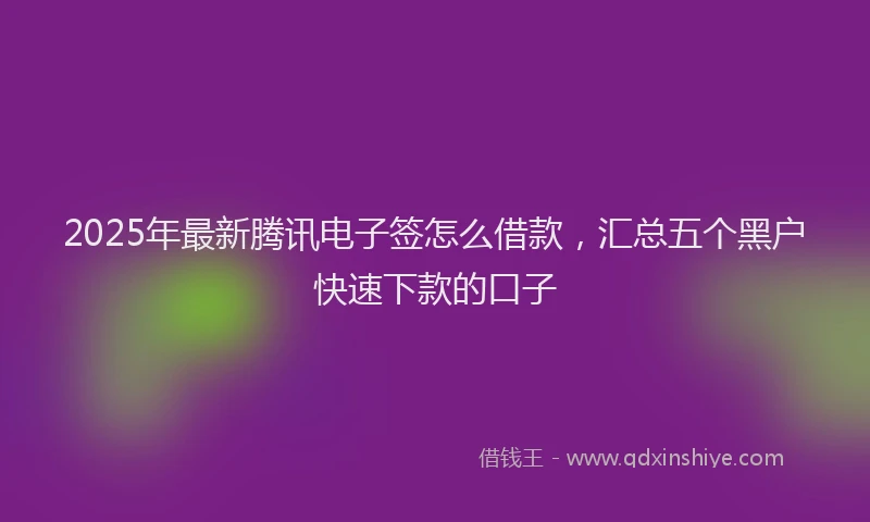2025年最新腾讯电子签怎么借款，汇总五个黑户快速下款的口子
