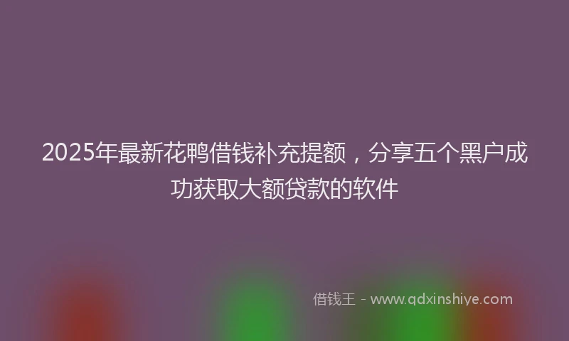 2025年最新花鸭借钱补充提额，分享五个黑户成功获取大额贷款的软件