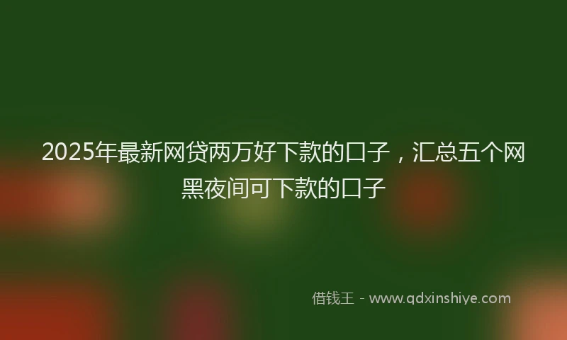 2025年最新网贷两万好下款的口子，汇总五个网黑夜间可下款的口子