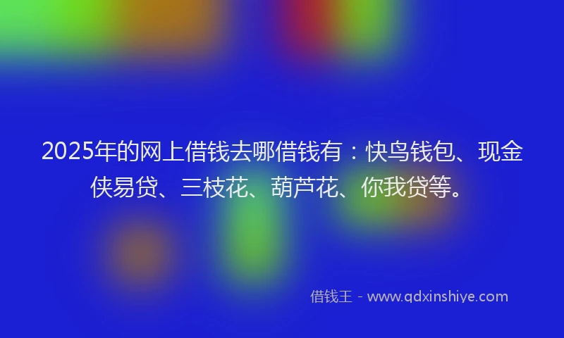 2025年的网上借钱去哪借钱有：快鸟钱包、现金侠易贷、三枝花、葫芦花、你我贷等。