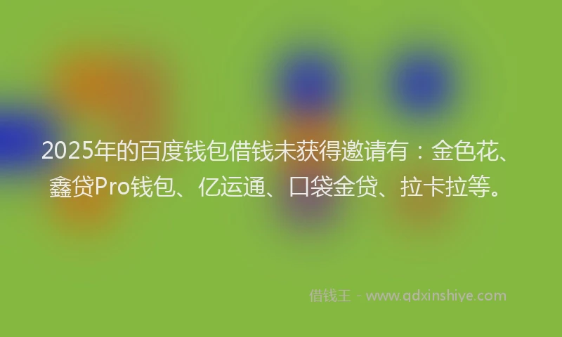 2025年的百度钱包借钱未获得邀请有：金色花、鑫贷Pro钱包、亿运通、口袋金贷、拉卡拉等。