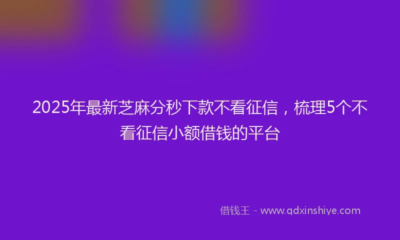 2025年最新芝麻分秒下款不看征信，梳理5个不看征信小额借钱的平台
