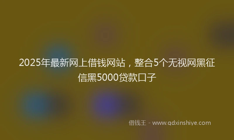 2025年最新网上借钱网站，整合5个无视网黑征信黑5000贷款口子