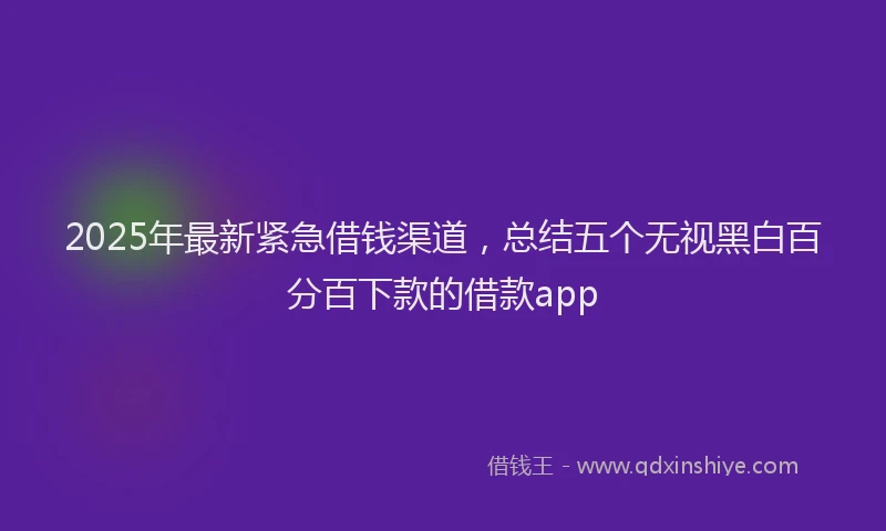 2025年最新紧急借钱渠道，总结五个无视黑白百分百下款的借款app