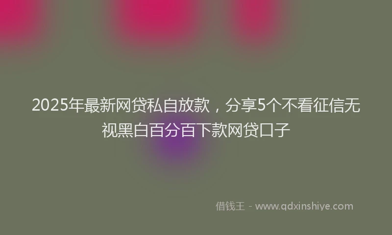 2025年最新网贷私自放款，分享5个不看征信无视黑白百分百下款网贷口子