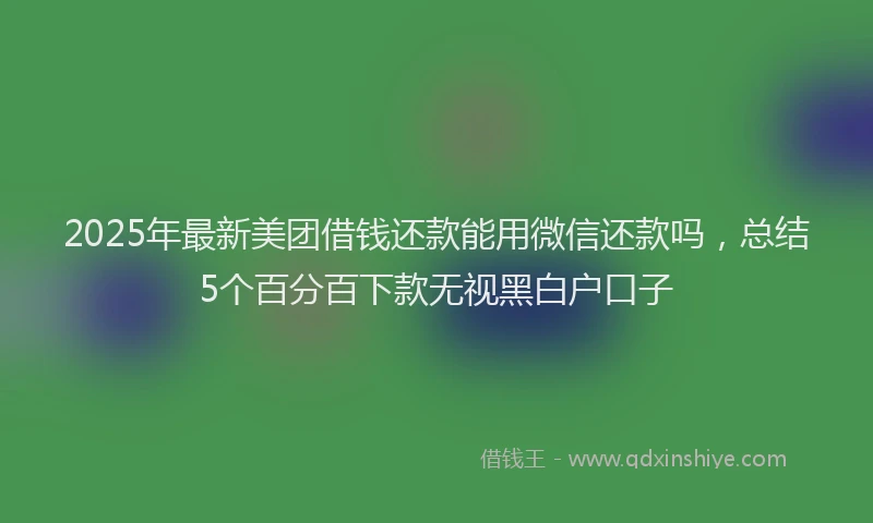 2025年最新美团借钱还款能用微信还款吗，总结5个百分百下款无视黑白户口子