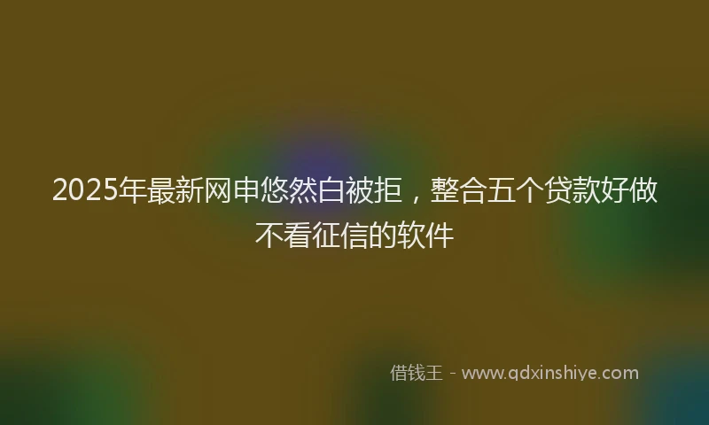 2025年最新网申悠然白被拒，整合五个贷款好做不看征信的软件