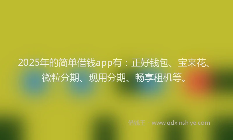2025年的简单借钱app有：正好钱包、宝来花、微粒分期、现用分期、畅享租机等。