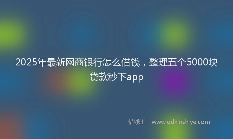 2025年最新网商银行怎么借钱，整理五个5000块贷款秒下app