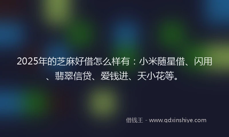 2025年的芝麻好借怎么样有：小米随星借、闪用、翡翠信贷、爱钱进、天小花等。