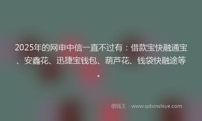2025年的网申中信一直不过有：借款宝快融通宝、安鑫花、迅捷宝钱包、葫芦花、钱袋快融途等。