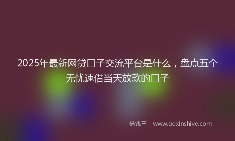 2025年最新网贷口子交流平台是什么，盘点五个无忧速借当天放款的口子