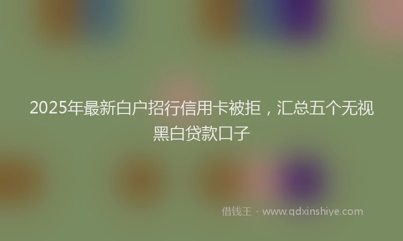 2025年最新白户招行信用卡被拒，汇总五个无视黑白贷款口子