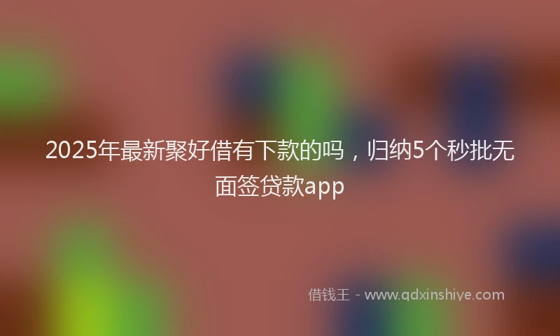 2025年最新聚好借有下款的吗，归纳5个秒批无面签贷款app